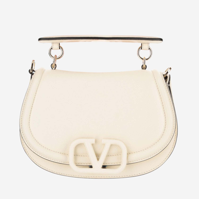 Shop Valentino Vsling Shoulder Bag In Garnet Calfskin In White