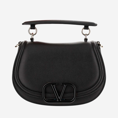 Shop Valentino Vsling Shoulder Bag In Garnet Calfskin In Black