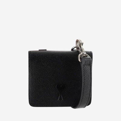 Shop Ami Alexandre Mattiussi Leather Ami De Coeur Card Case In Black