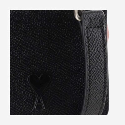 Shop Ami Alexandre Mattiussi Leather Ami De Coeur Card Case In Black