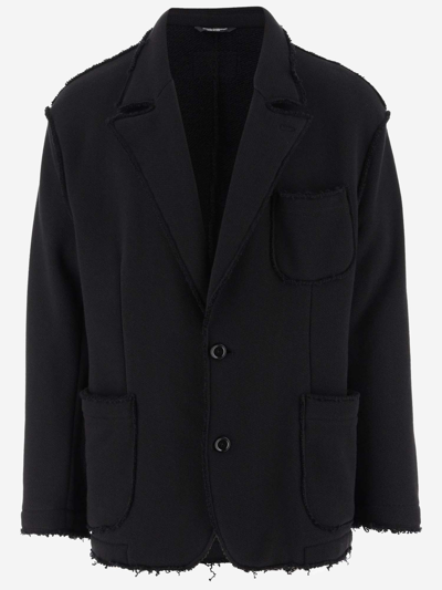 Shop Dolce & Gabbana Single-breasted Cotton Blend Jacket In Black