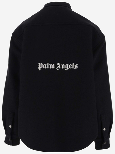 Shop Palm Angels Wool Jacket With Logo In Black