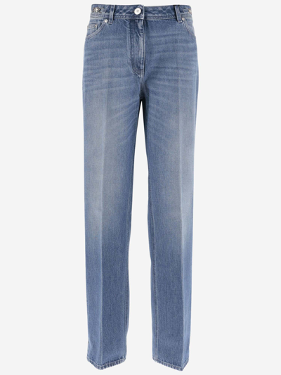 Shop Versace Cotton Denim Boyfriend Jeans