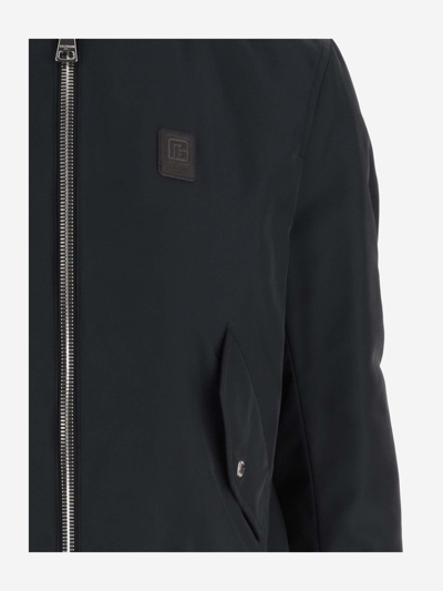 Shop Balmain Nylon Zip-up Jacket In Blue