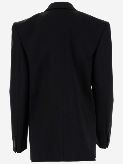Shop Saint Laurent Oversized Wool Jacket In Black