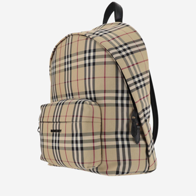 Shop Burberry Check Backpack In Beige