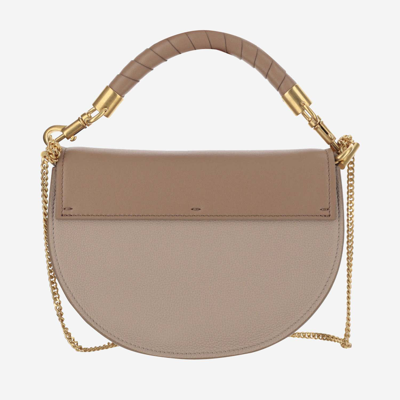 Shop Chloé Marcie Bag With Flap And Chain In Beige