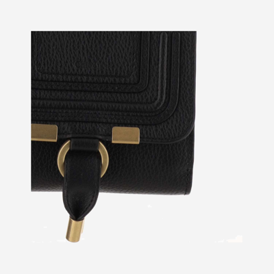 Shop Chloé Leather Gear Wallet In Black