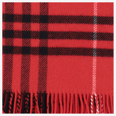 Shop Burberry Wool And Cashmere Check Scarf In Red