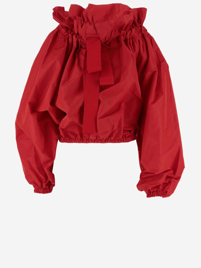 Shop Patou Top With Balloon Sleeves In Red
