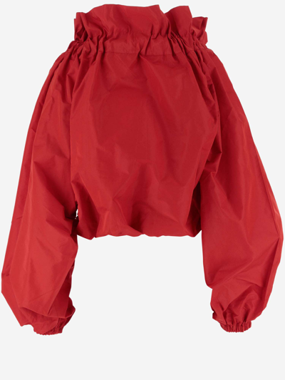 Shop Patou Top With Balloon Sleeves In Red