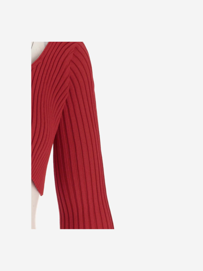 Jacquemus La Maille Pralù Cropped Cardigan In Red