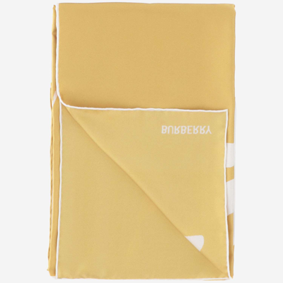 Shop Burberry Silk Scarf With Logo In Yellow