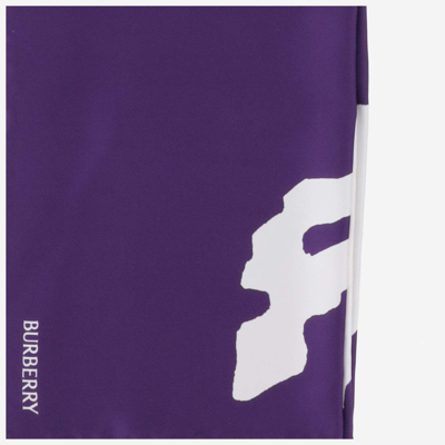 Shop Burberry Silk Scarf With Logo In Purple