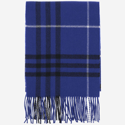 Shop Burberry Wool And Cashmere Blend Scarf In Blue