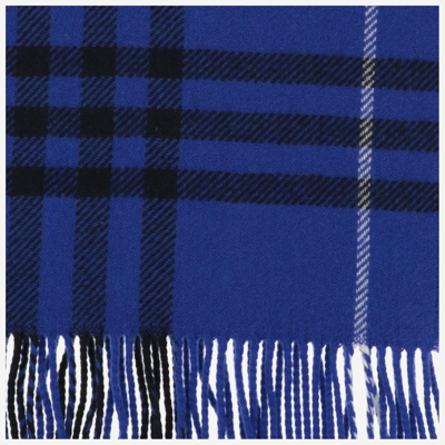 Shop Burberry Wool And Cashmere Blend Scarf In Blue