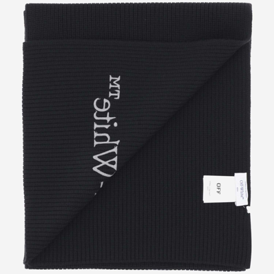 Shop Off-white Wool And Cashmere Scarf With Logo In Black