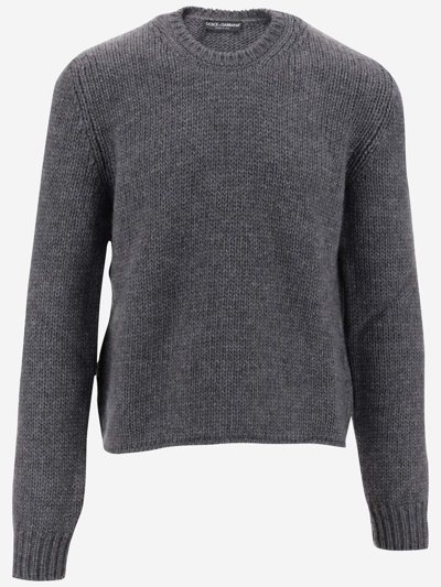 Shop Dolce & Gabbana Wool And Alpaca Blend Sweater In Grey