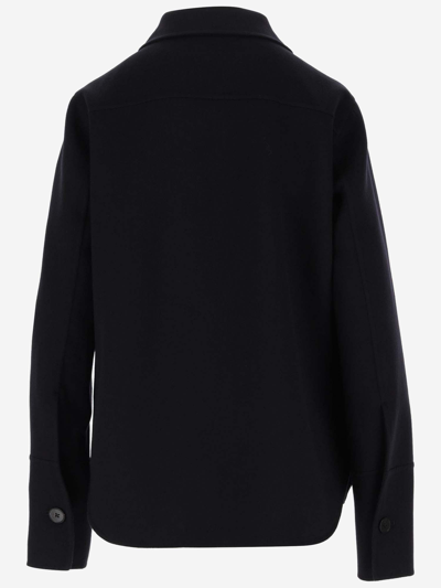 Shop Jil Sander Single-breasted Cashmere Short Coat In Blue