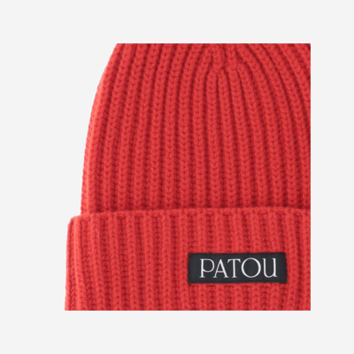 Shop Patou Cashmere And Wool Beanie With Logo In Red