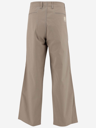 Shop Emporio Armani Stretch Cotton Wide Leg Pants In Beige