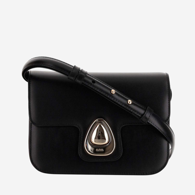 Apc A.p.c. Structured Cowhide Leather Shoulder Bag In Black