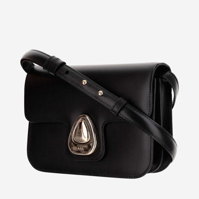 Apc A.p.c. Structured Cowhide Leather Shoulder Bag In Black