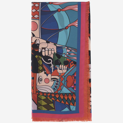 Shop Franco Ferrari Silk Scarf With Graphic Print In Red