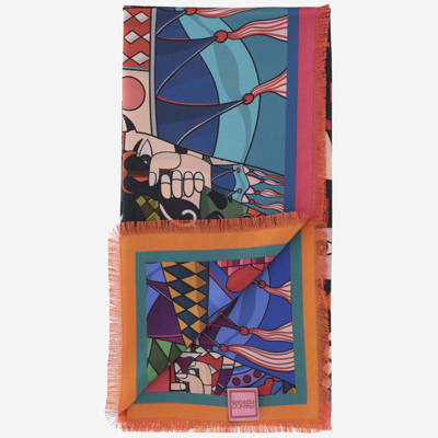 Shop Franco Ferrari Silk Scarf With Graphic Print In Red