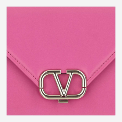 Shop Valentino Garavani Letter Bag Small Shoulder Bag In Smooth Calfskin In Pink Pp