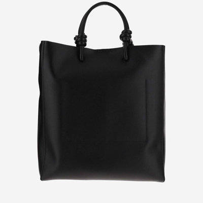 Shop Jil Sander Leather Tote Bag With Logo In Black