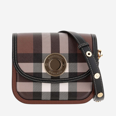 Shop Burberry Elizabeth Check Pattern Shoulder Bag In Brown