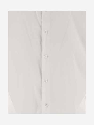 Shop Giorgio Armani Stretch Cotton Blend Shirt In White
