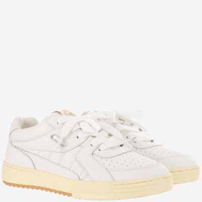 Shop Palm Angels University Leather Sneakers In White