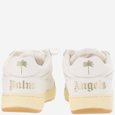 Shop Palm Angels University Leather Sneakers In White
