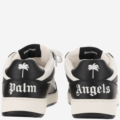 Shop Palm Angels University Leather Sneakers In Black