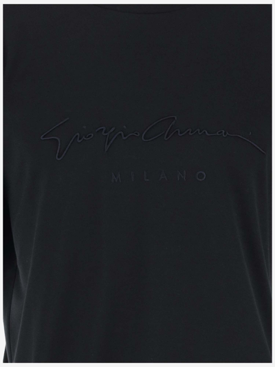 Shop Giorgio Armani Cotton T-shirt With Logo In Black