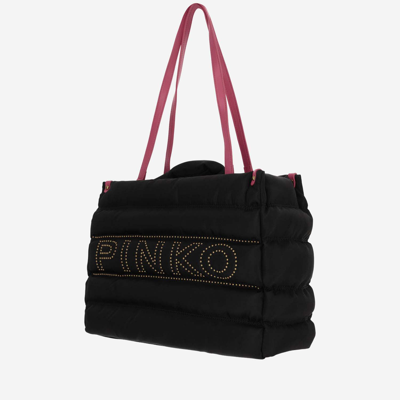 Shop Pinko Quilted Tote Bag With Logo In Black