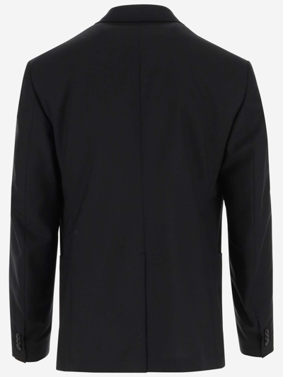 Shop Versace Single Breasted Medusa Wool Jacket In Black