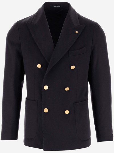 Tagliatore Double-breasted Peak-lapels Jacket In Blue