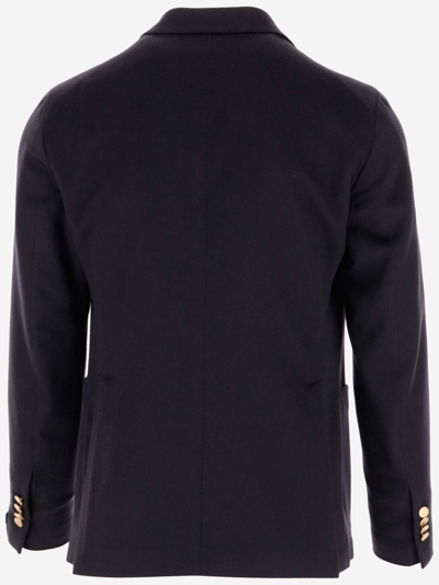 Shop Tagliatore Double-breasted Cashmere Jacket In Blue