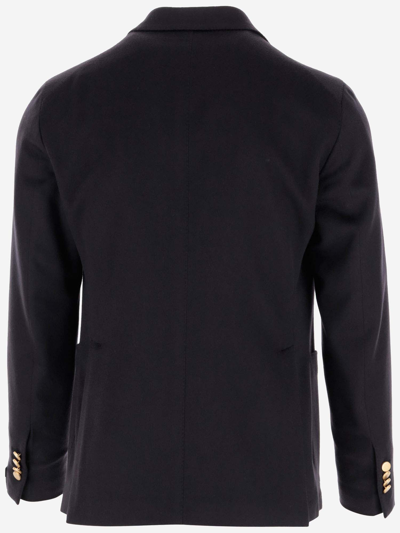 Tagliatore Double-breasted Peak-lapels Jacket In Blue