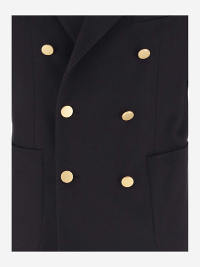 Tagliatore Double-breasted Peak-lapels Jacket In Blue