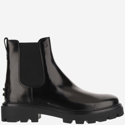 Shop Tod's Brushed Leather Ankle Boot In Black
