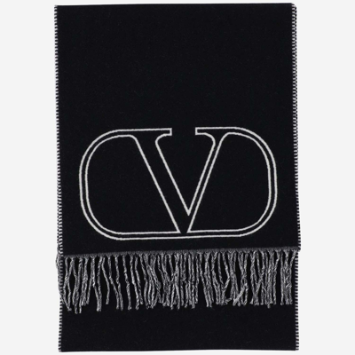 Shop Valentino Signature Vlogo Scarf In Black