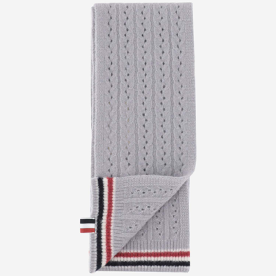 Shop Thom Browne Cashmere Wool And Silk Blend Scarf In Grey