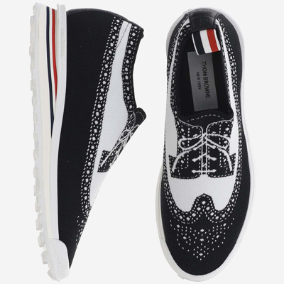 Shop Thom Browne Longwing Sneakers In Blk/wht
