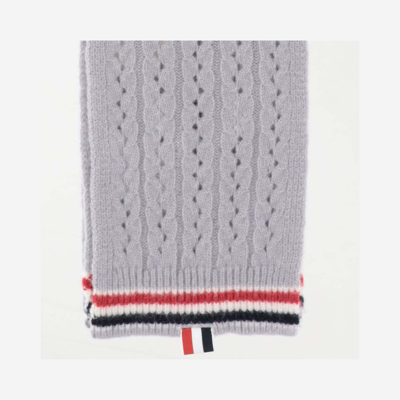 Shop Thom Browne Cashmere Wool And Silk Blend Scarf In Grey