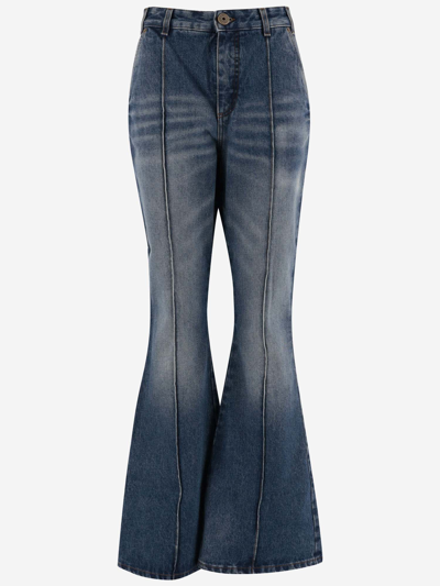 Shop Balmain Cotton Denim Flared Jeans