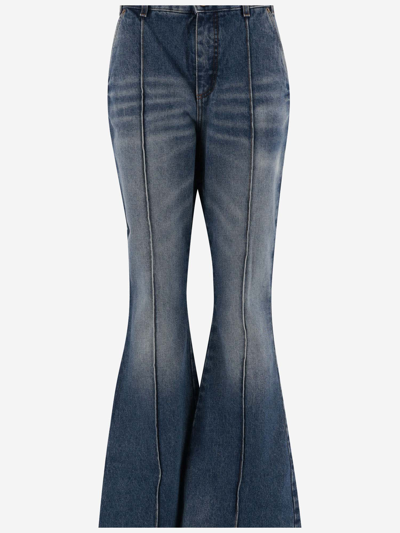 Shop Balmain Cotton Denim Flared Jeans